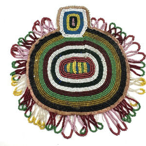 Antique Native American Beaded Shoulder Patch Amulet PLAINS / SIOUX Indian RARE